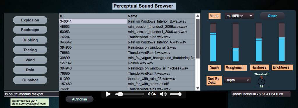 Perceptual Sound Browser screenshot