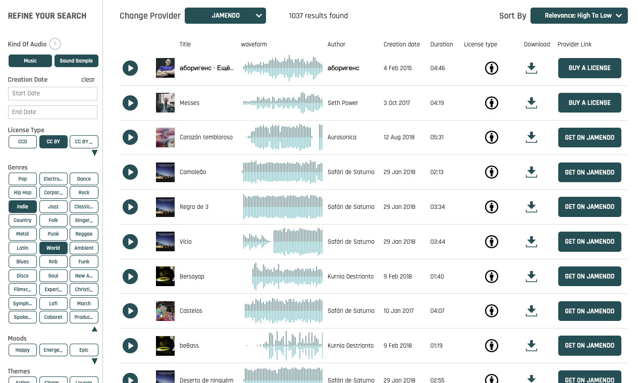 Music and Sound Search Tool (MuSST) screenshot